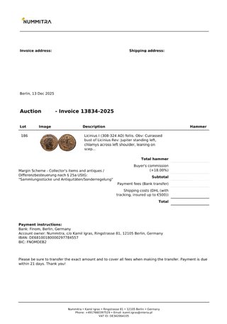 Moneta Romana Follis Licinius-(Lecita Provenienza)
