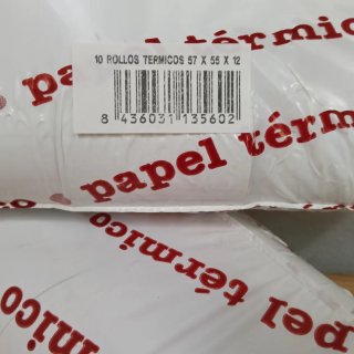 20 Rollos Papel Térmico 57x55x12