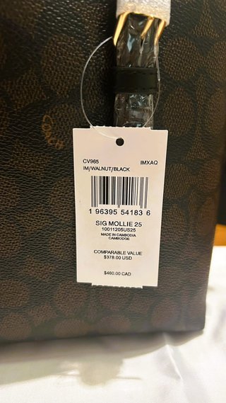 COACH Mollie Tote 25 Lona Firma Marrón/Oro