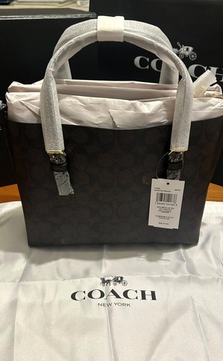 COACH Mollie Tote 25 Lona Firma Marrón/Oro