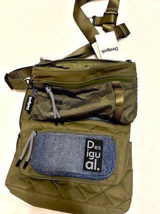 Mochila/bolso Desigual Marrón y Verde Militar