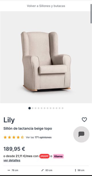 Sillón lactancia / Mecedora color beige topo