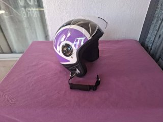 Casco Moto Jet Morado y Blanco