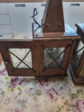 Coppia Lanterne Legno Vetro