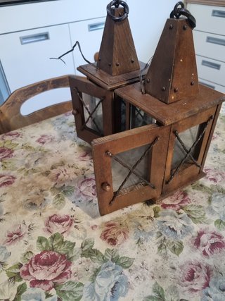 Coppia Lanterne Legno Vetro