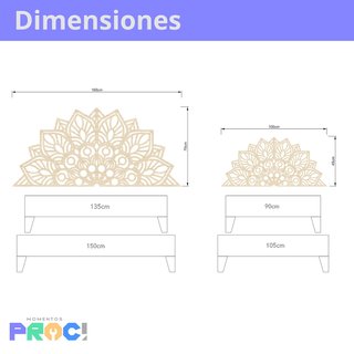 Cabecero Cama Mandala 135cm Madera Calada Beige