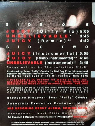 Vinilo Notorious BIG - Juicy / Unbelievable 12"