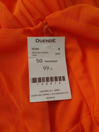 Vestido naranja tul vintage talla 46/48