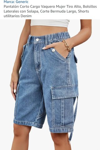 Pantalón Corto Cargo Vaquero Mujer Tiro Alto