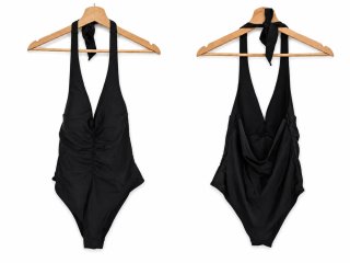 Bañador H&M Negro Tiras Halter Ruched