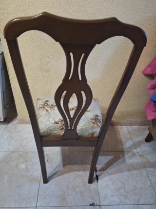 Silla de salón antigua madera y tela