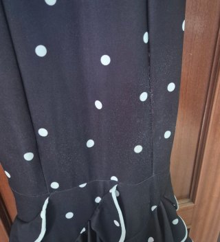 Vestido Flamenca Lunares Negro Blanco