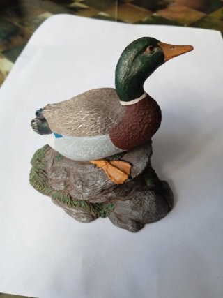 Figura Pato Bronce Pintado a Mano