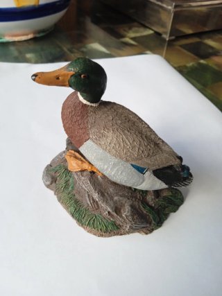 Figura Pato Bronce Pintado a Mano