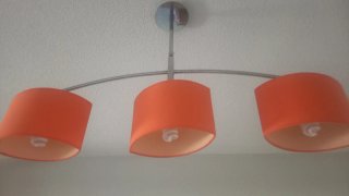 Lámpara de salón 3 tulipas naranja