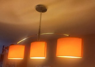 Lámpara de salón 3 tulipas naranja