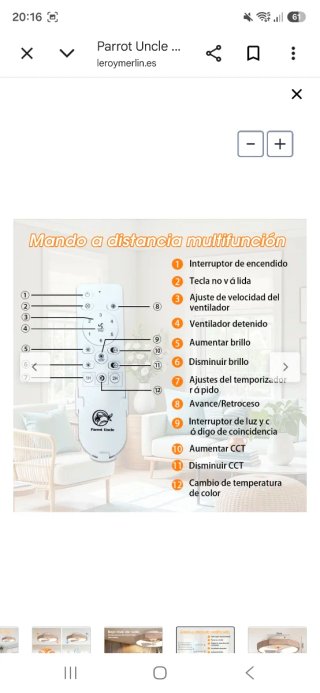 Ventilador Techo LED 50cm Parrot Uncle