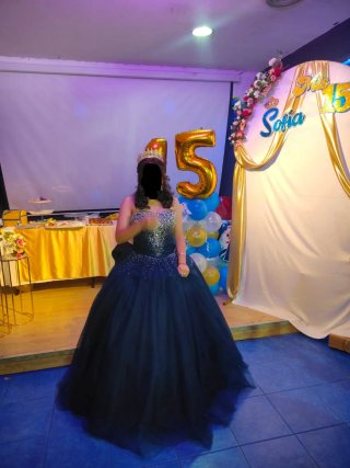 Vestido de Quinceañera Azul plateado