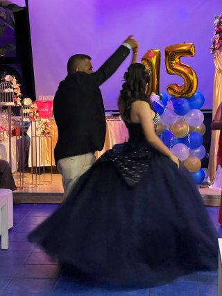 Vestido de Quinceañera Azul plateado