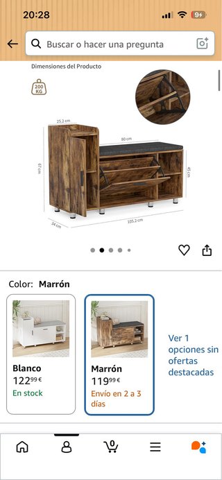Banco zapatero con asiento y almacenaje