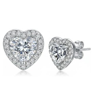 Pendientes Corazón Circonita Plata