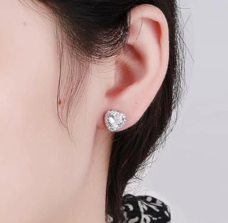 Pendientes Corazón Circonita Plata