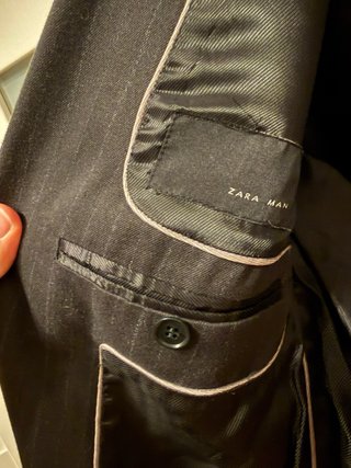 Traje Zara Rayas Azul Oscuro Talla M
