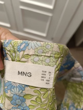 Conjunto Mango floral azul y verde
