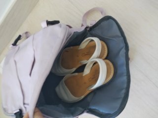 Mochila nueva con puerto USB de cabina, lila