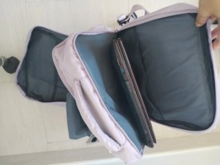 Mochila nueva con puerto USB de cabina, lila