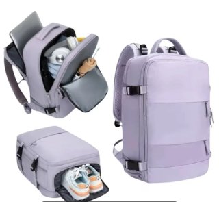 Mochila nueva con puerto USB de cabina, lila