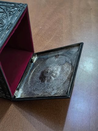 Joyero vintage chapado en plata forro terciopelo