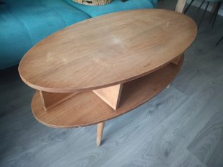 Mesa centro madera natural ovalada