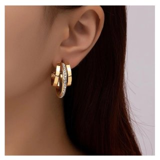 Pendientes Aro Dorados con Brillantes