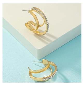 Pendientes Aro Dorados con Brillantes