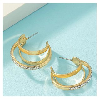 Pendientes Aro Dorados con Brillantes