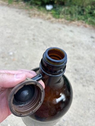 Garrafa Vidrio Ámbar Vintage Asa