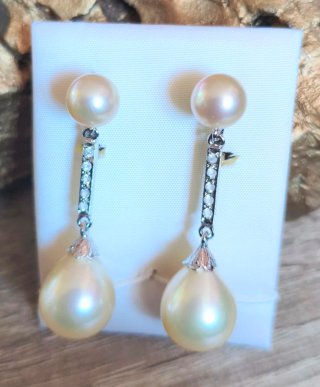 Pendientes Largos Plata con Perlas y Circonitas