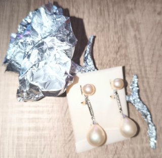 Pendientes Largos Plata con Perlas y Circonitas