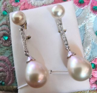 Pendientes Largos Plata con Perlas y Circonitas