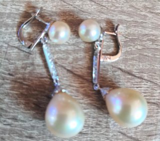 Pendientes Largos Plata con Perlas y Circonitas