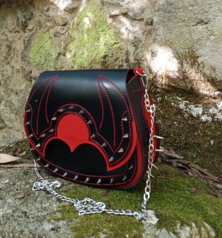 Bolso Gótico Punk Vamp Negro Rojo