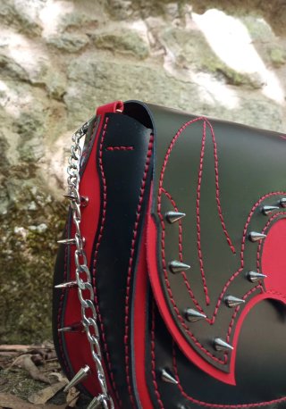 Bolso Gótico Punk Vamp Negro Rojo