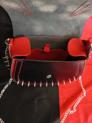 Bolso Gótico Punk Vamp Negro Rojo
