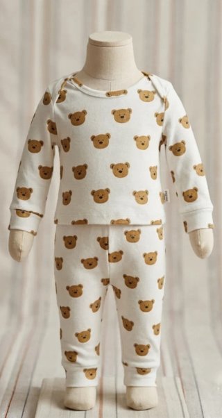 Pijama Bebé Ositos Blanco Talla 0-1 Mes