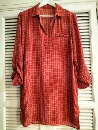 Vestido camisero teja