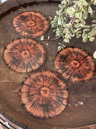 Set 4 posavasos madera tronco rústico
