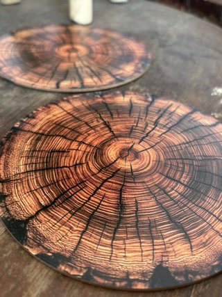 Set 4 posavasos madera tronco rústico