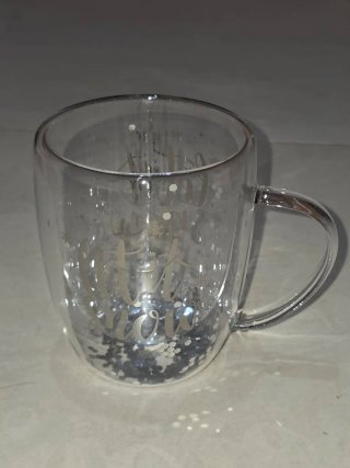 Taza Doble Pared con Confeti Plata