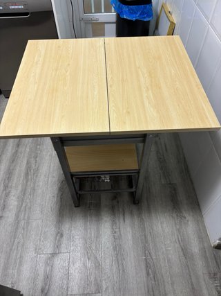 Mesa auxiliar cocina madera y metal extensible